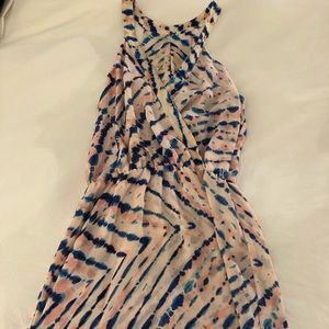 Parker pink blue tie dye dress